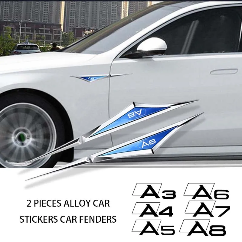 

2pcs/Car Body Metal Sticker Car Fender Side Blade Badge For Audi A8 A7 A6 A5 A4 A3 Q3 Q5 Q7 Q8