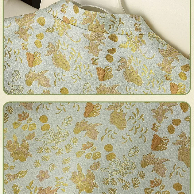 Chinese stijl vest jacquard vest dames lente herfst zijde mouwloos opstaande kraag enkele rij knopen vrouwelijke vestjas