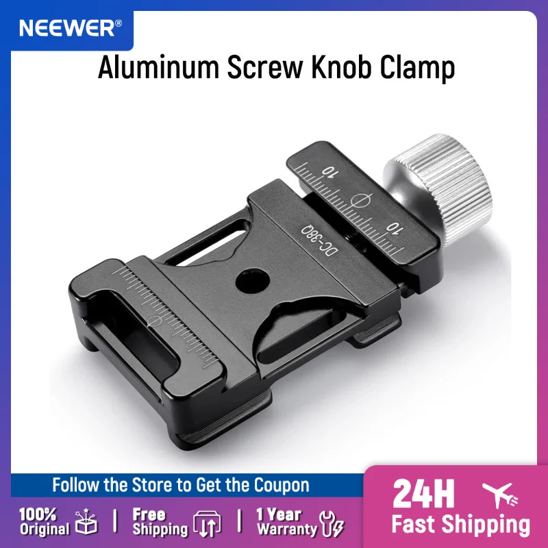 

Neewer Aluminum Screw Knob Clamp Compatible Mini Quick Release Clamp for QR Plate (38mm)