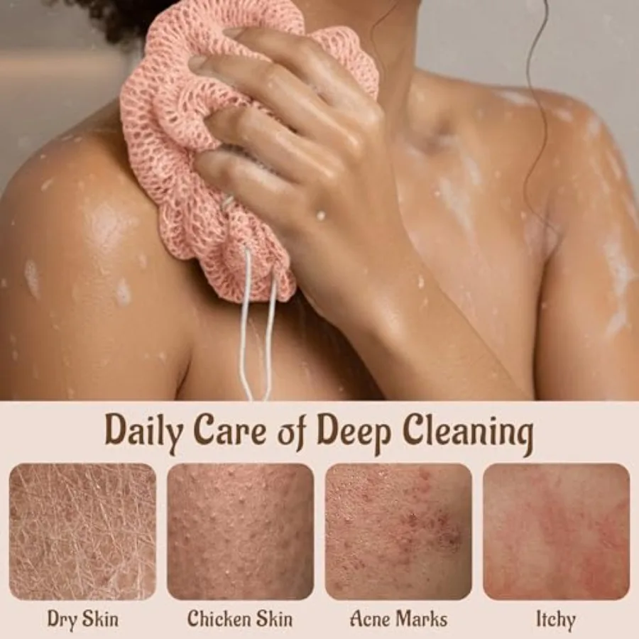 African Net Sponge Authentic with Knots - Exfoliating Washcloth Towel, Back Scrubber for Shower Bath, Exfoliating Body Scrubber view 4