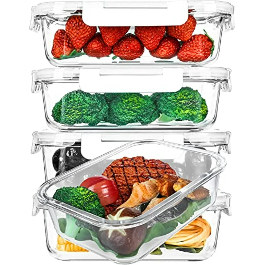 

5Packs 36 Oz. Glass Meal Prep Containers with Locking Lids for Airtight Food Storage Ideal for Microwave Oven Freezer and Dishw