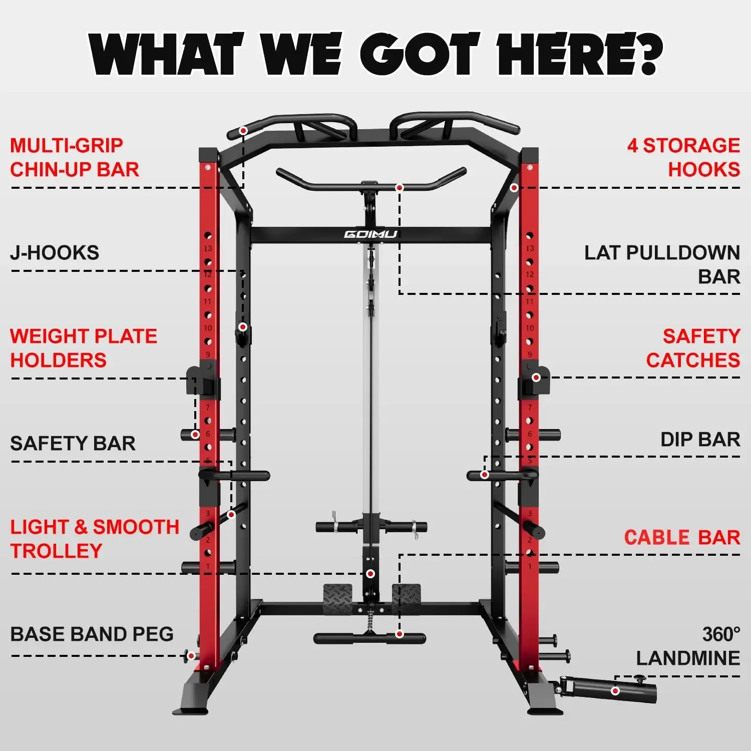 Power Cage Squat Rack With Lat Pulldown Weight Cage Training Machine Workout Cage Home Gym Garage