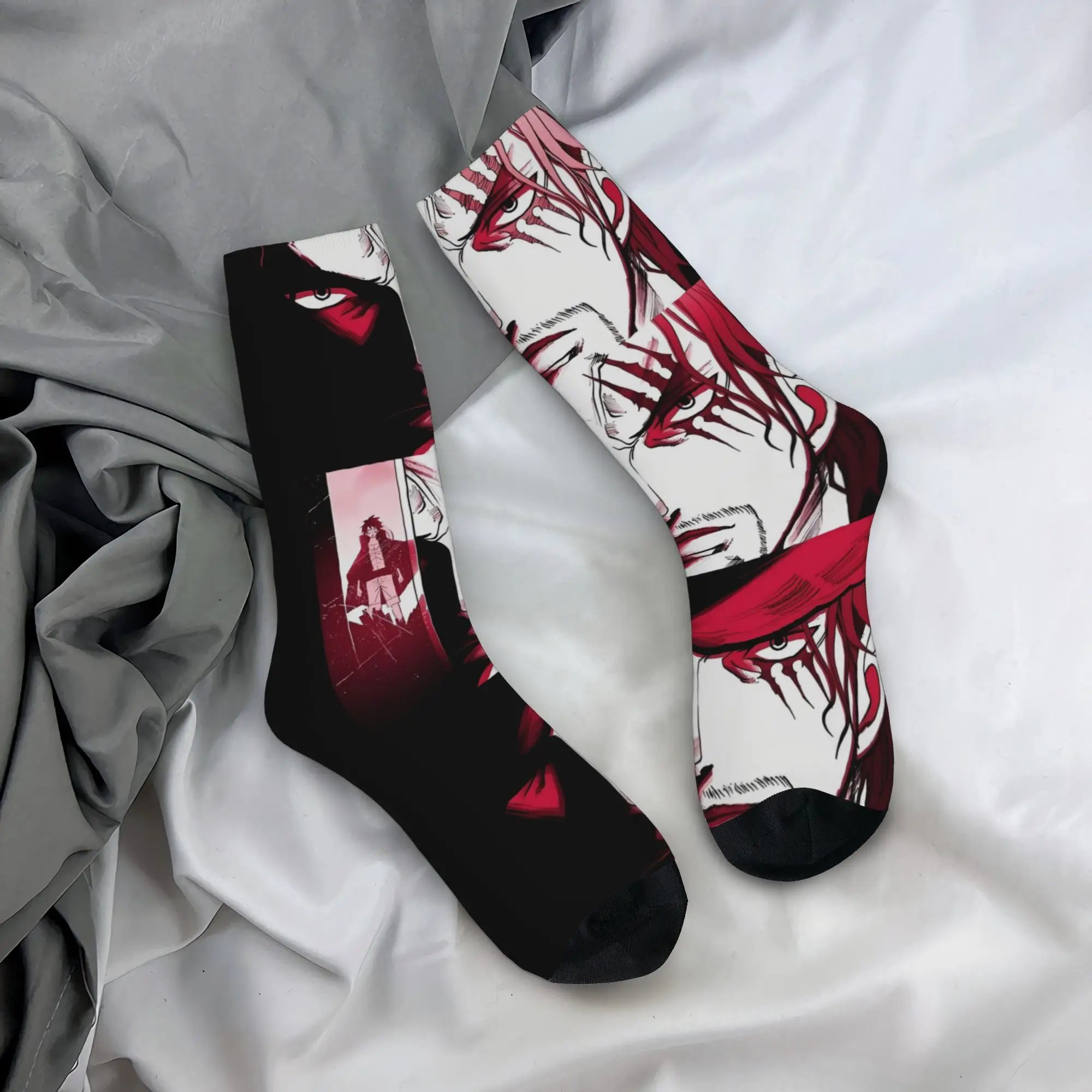 

Funny Sock One Piece Shanks Resolute Gaze Rock Quality Pattern Printed Men Socks Casual Men's Socks