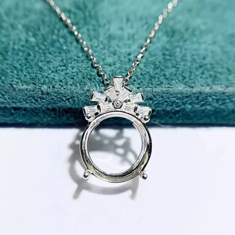 

MeiBaPJ 12 мм круглый камень DIY 925 Серебряный держатель кулон ожерелье пустая оправа прекрасные свадебные украшения для женщин