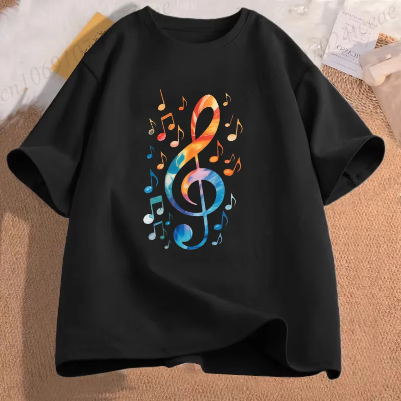 Colorful Treble Clef Shirt,Music Notes Tee Tops,Rainbow Musician Gift,music Lover T-Shirts for Women Men Clothing,short Sleeve