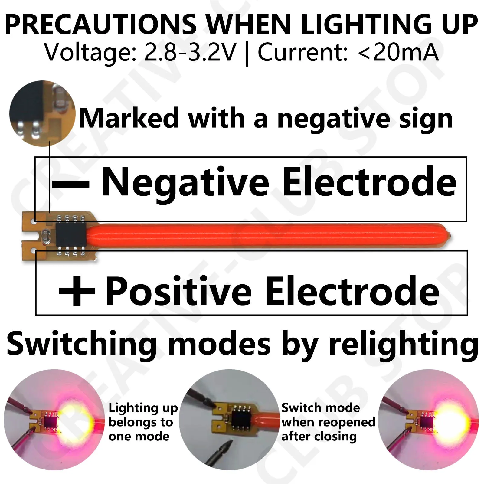 5 trybów DC3V COB LED żarnik z drut spawalniczy 70mm światła meteorytowe lampki z płomieniami światła wybuchowe refluks lampa żarnikiem wolframowym