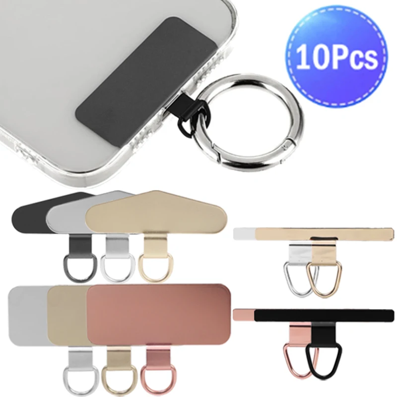 10-1Pcs Stainless Steel Phone Lanyard Gasket Patch Universal Ultra Thin Replacement Part Lanyard Tether Tabs for Iphone15 14 Pro