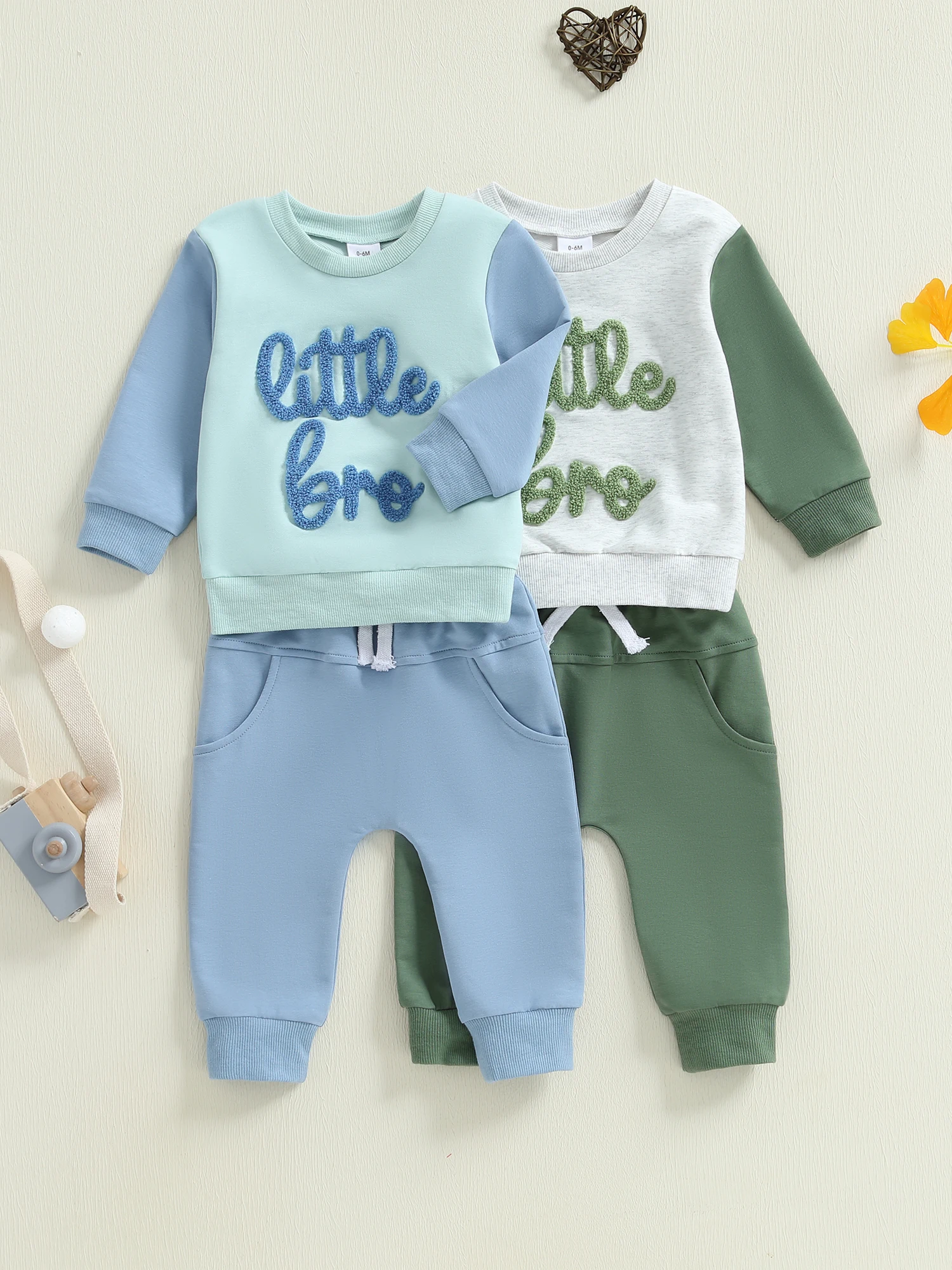 

Toddler Boy Autumn Clothes Set Letter Embroidery Sweater Elastic Waist Pants 2 Piece Outfit for Fall