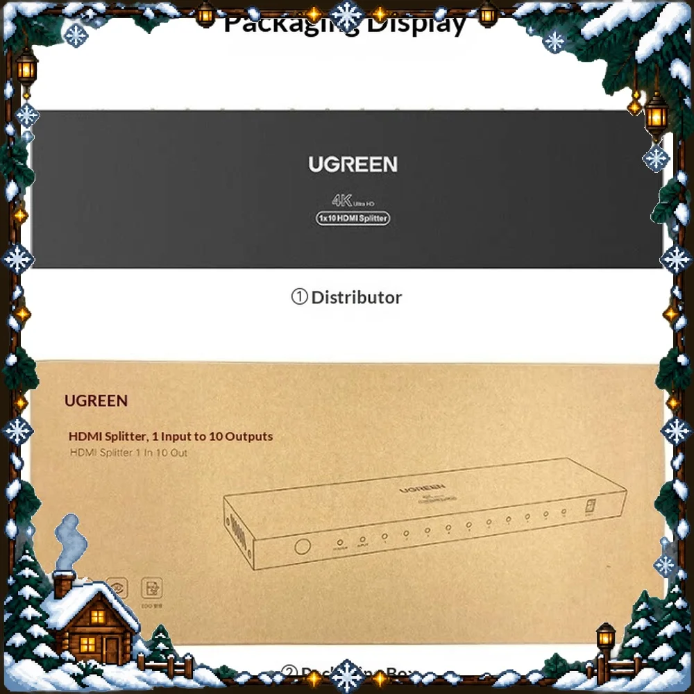 UGREEN 50949 HDMI Splitter 1 in 10 Out 4K HD Video Distribution Amplifier for Monitor TV Projector