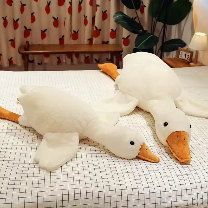 90-190cm Cute White Goose Plush Toy Kawaii Huge Fluffy Duck Sleep Pillow Cushion Soft Stuffed Big Size Animal Doll Kid Toy Gift