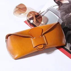 Handmade Eyewear Case Genuine Cowhide Leather Glasses Pouch Bag Sunglasses Holder Organizer Eyeglass Reading Glasses Storage Box