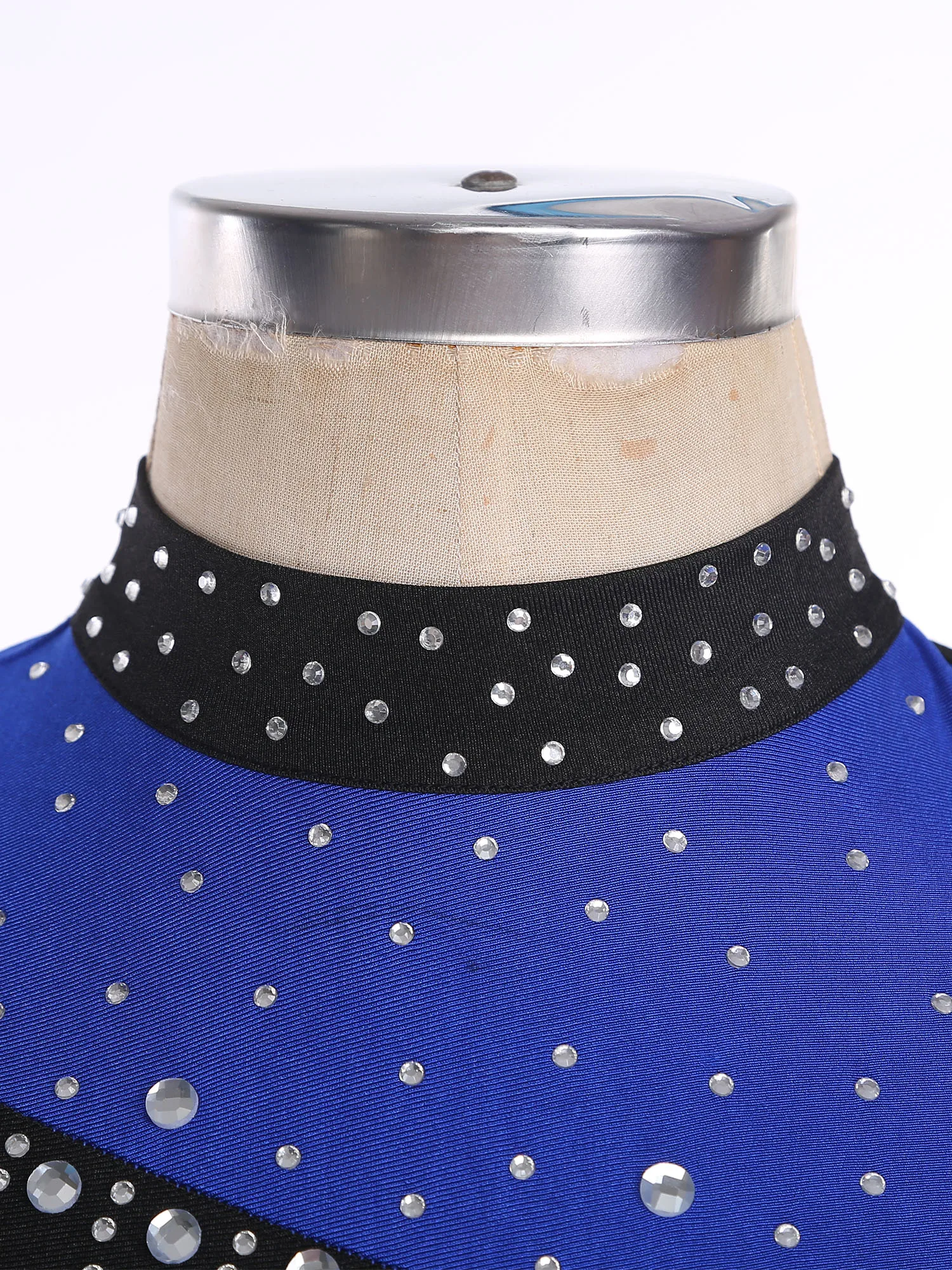 

Women's Figure Skating Jumpsuit Stage Performance Costume Shiny Rhinestones Gymnastics Bodysuit Sleeveless Fringe Ballet Leotard