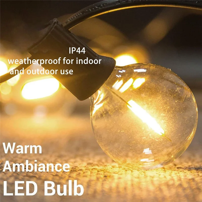 

G40 Led Replacement Light Bulbs, E12 Screw Base Shatterproof Globe Bulbs For Outdoor String Lights, Warm White, 30Pack