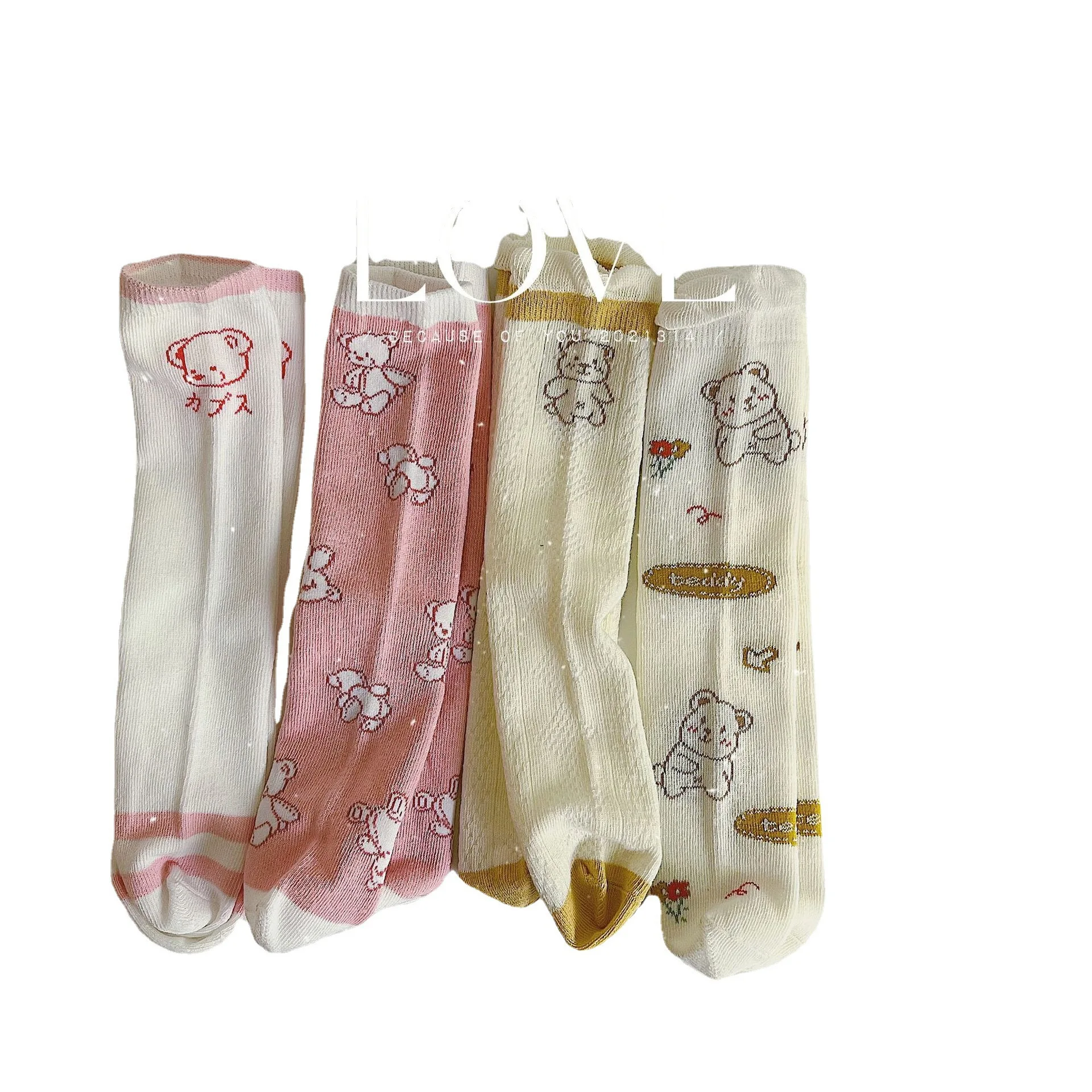 

2Pairs Pack Children's socks boys and girls spring and autumn mid-tube socks middle-aged children's breathable socks