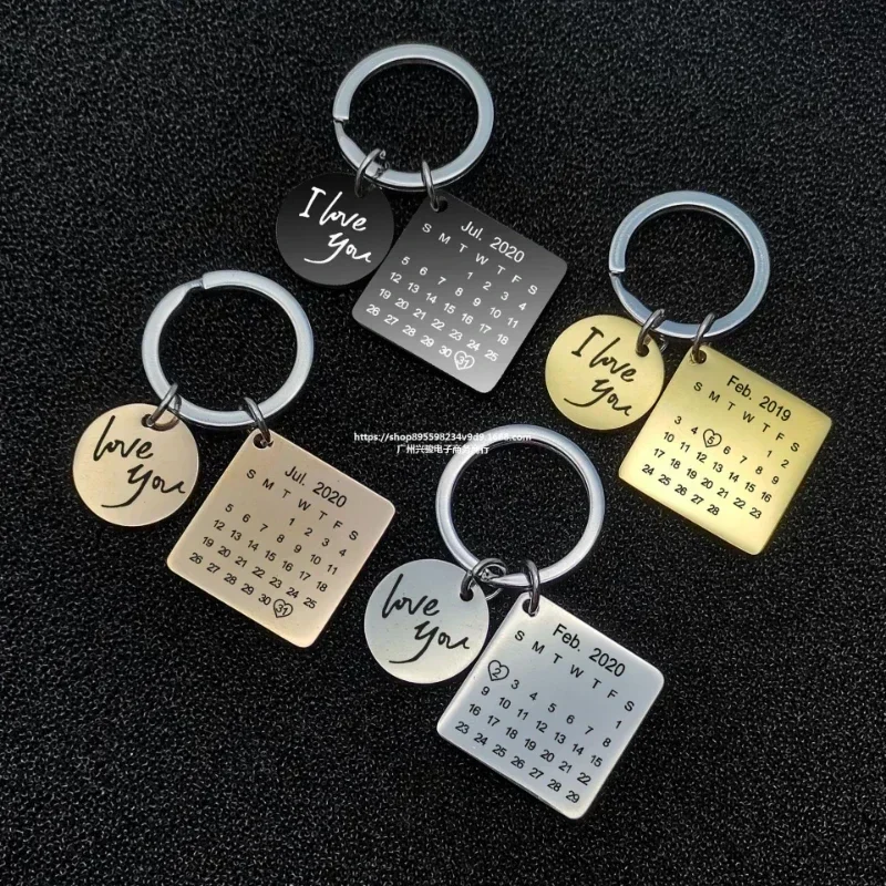 

Laser Engrave Keyring Custom Logo Stainless Steel for Lovers Metal Key Chain Personalize Blank Ring Anniversary Keyring Gift