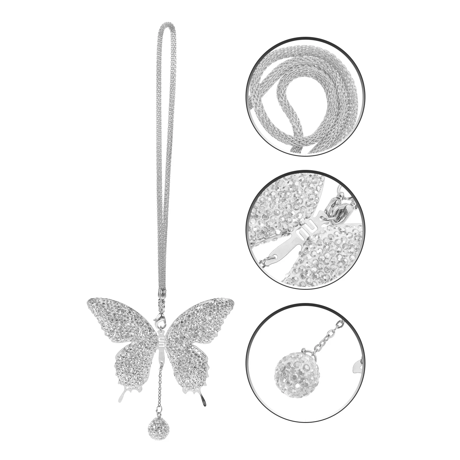 

Car Hanging Ornament Solid Stainless Steel Clay Rhinestone Rear View Mirror Decoration Universal Car