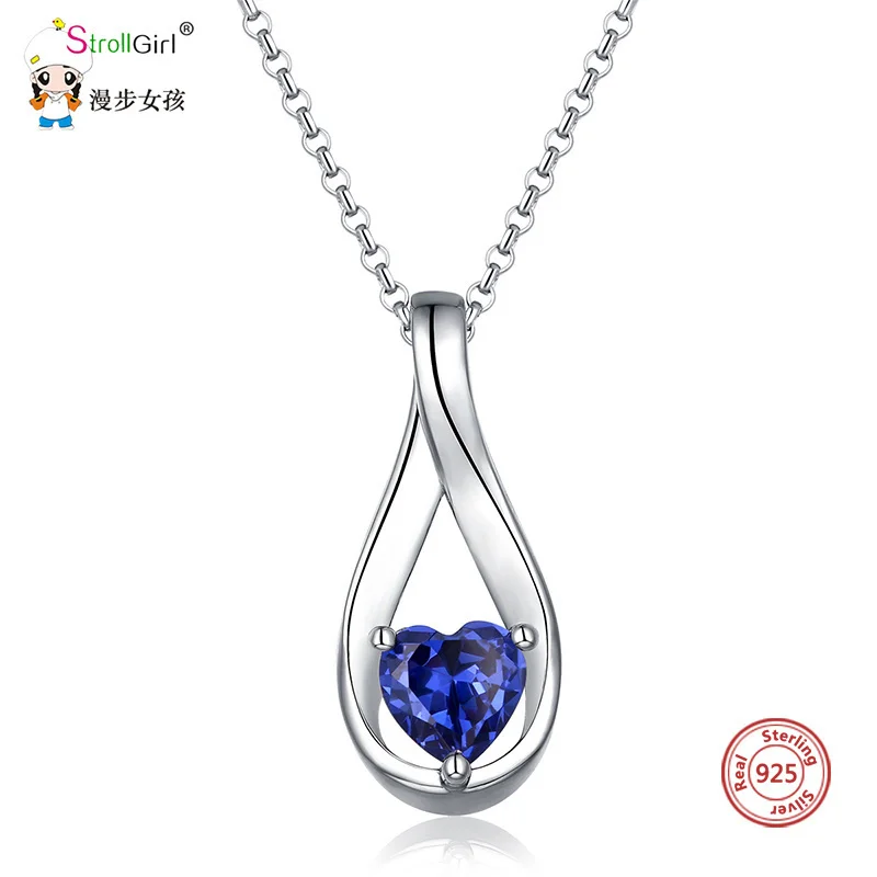 StrollGirl personalized 925 sterling silver custom heart-shaped necklace with birth stone DIY pendant necklace Mother's Day gift