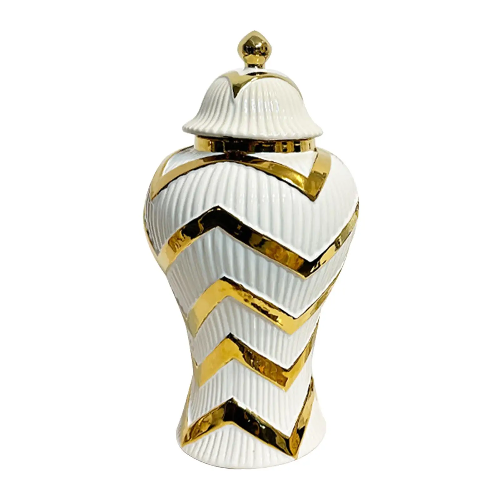 Porcelain Vase Ginger Jar Height 42cm with Lid Versatile for Bookshelf Shelf Decor