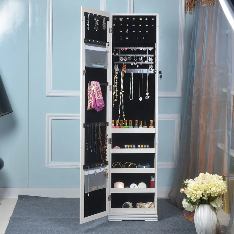 Floor-to-ceiling full-length mirror cabinet, jewelry storage cabinet, bedroom rotating shelf, flower pot rack cabinet