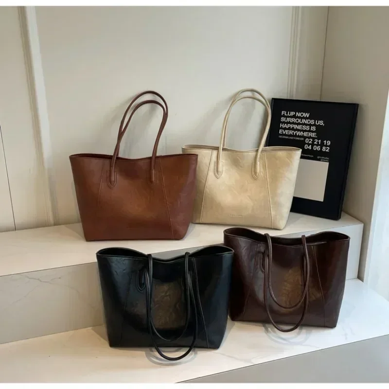 2024 Zipper Casual Tote Bags 2024 High Quality Sewing Thread fashion Shoulder Bags on Sale Pu Solid Colors Soft Ladies Bags