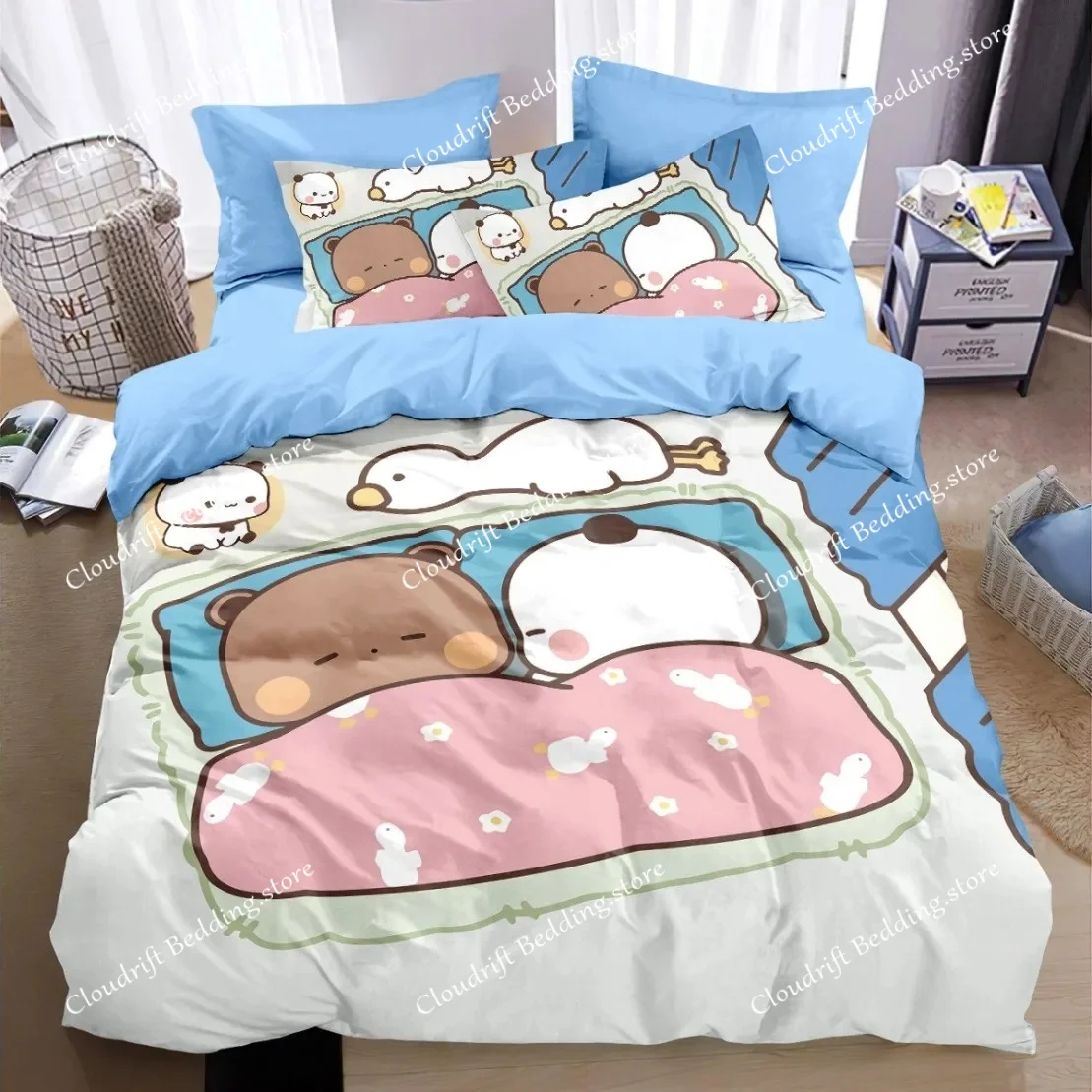 Kawaii Bubu Dudu Bedding Set Cute Bears Kawaii Duvet Cover for Boy Girl 3D Printing Anime Bubu Quilt Cover King Twin Double