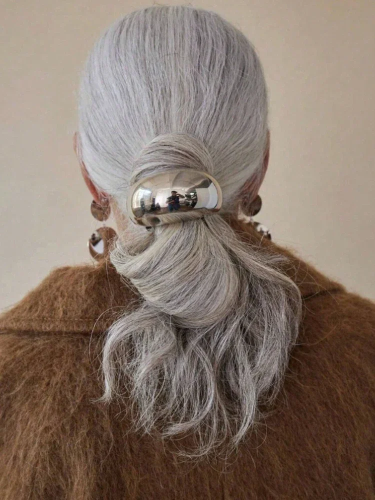 1pc moda punk geométrico metal headb rabo de cavalo scrunchie para mulheres simples acessório de cabelo elástico scrunchie bandana