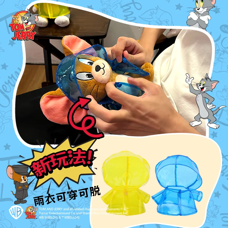 20CM Rain Coat Dressed Tom and Jerry Plush Toy Cartoon Cute Mouse Stuffed Doll Anime Cat Collection Kawaii Birthday Gift