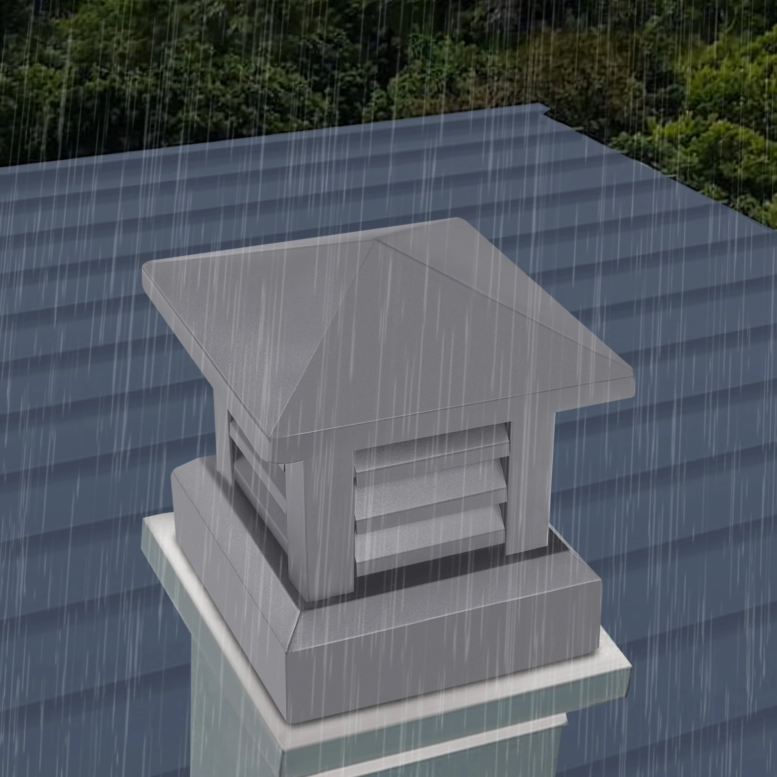 10x10in Aluminum Alloy Fireplace Chimney Cap Modern Shutter Design Conical Top Chimney Cover for Building Chimneys