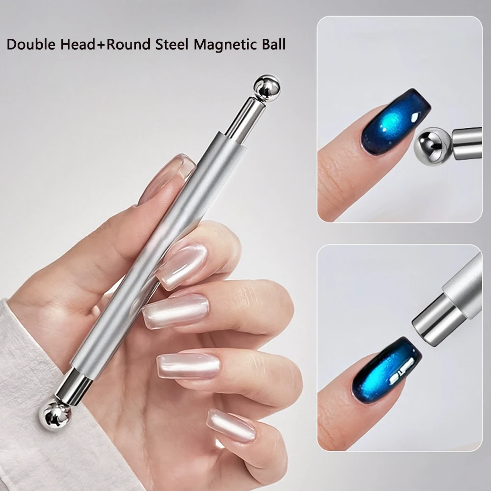  2 stücke Doppel Kopf + Runde Stahl Magnetische Kugel Cat Eye Nagel Magnet Stift Splitter/Rosa Starke Magnetische Stick für Cateye Nagel Gel Polnisch – Detail 3
