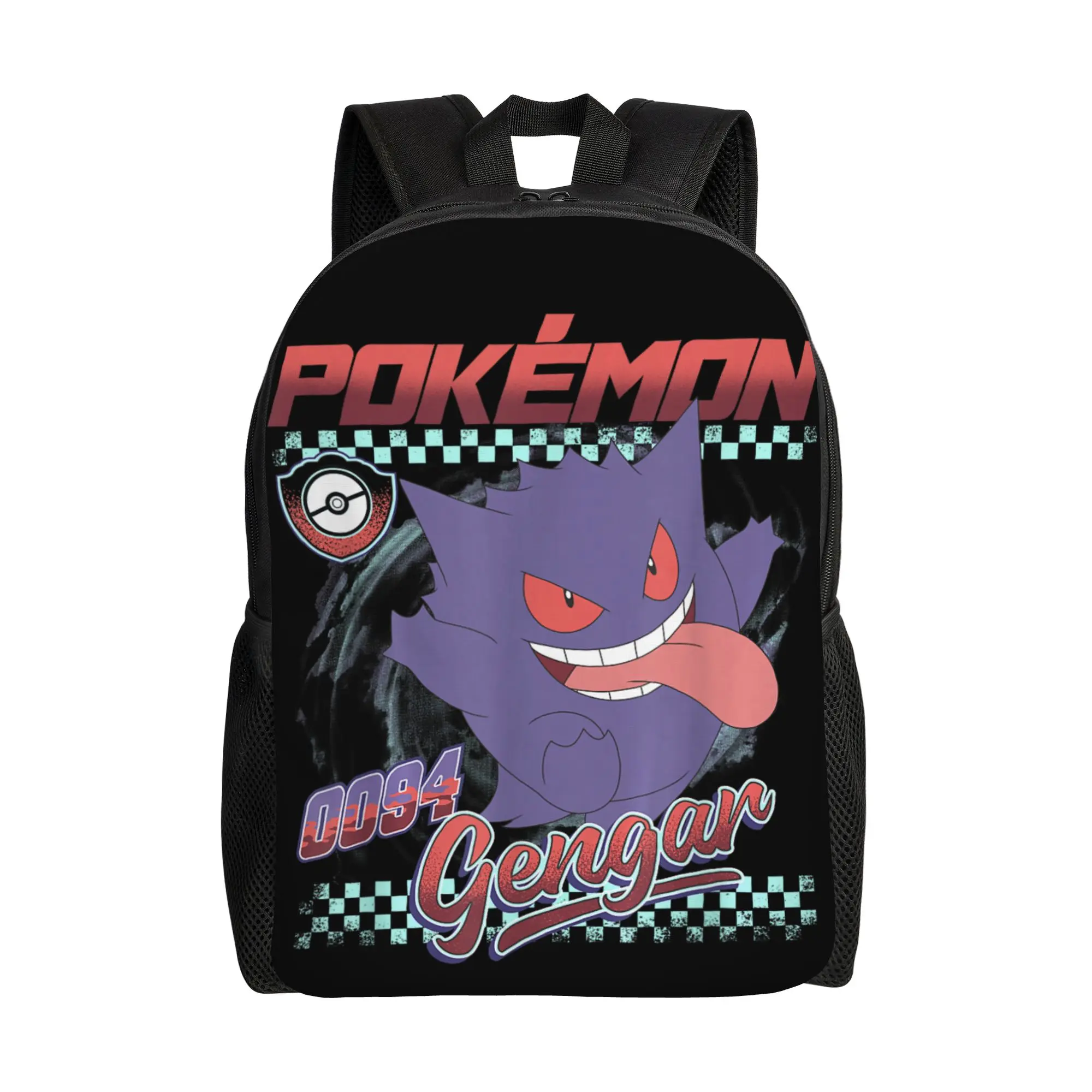 

0094 Gengar Racing Style Teenage Backpack with Pocket High School Work Pokemon Daypack for Men Laptop Computer Canvas Bags