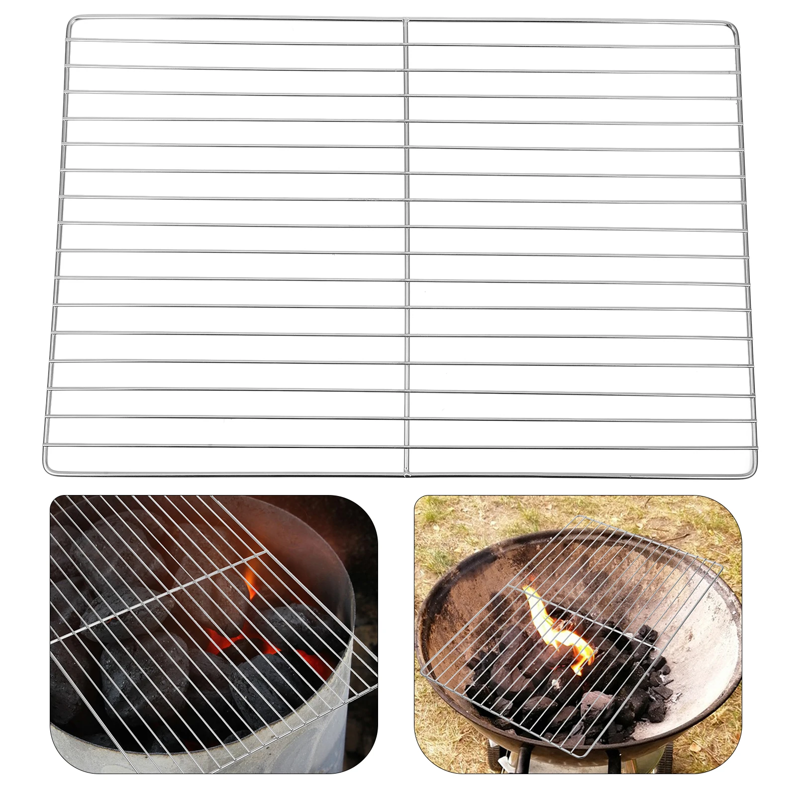 

3PCS Outdoor Net Stainless Steel Cooking Grids Heat Retaining Non Stick 3mm Bar Spacing Food Grade for Camping