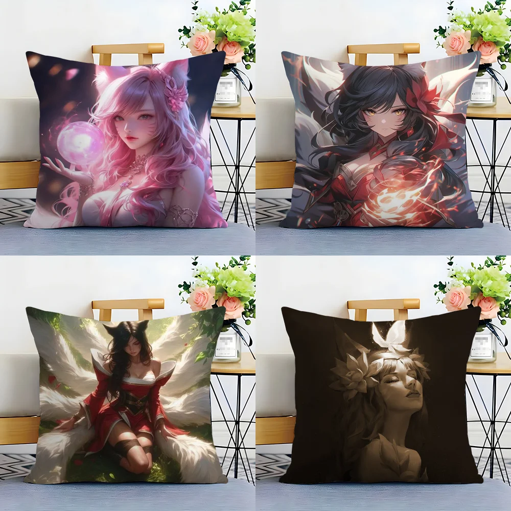 Nine-Tailed Fox Girl Pillow Case Plush Fabric Soft  Pillowcase Double Sided Print Cushion Cover Household Gifts