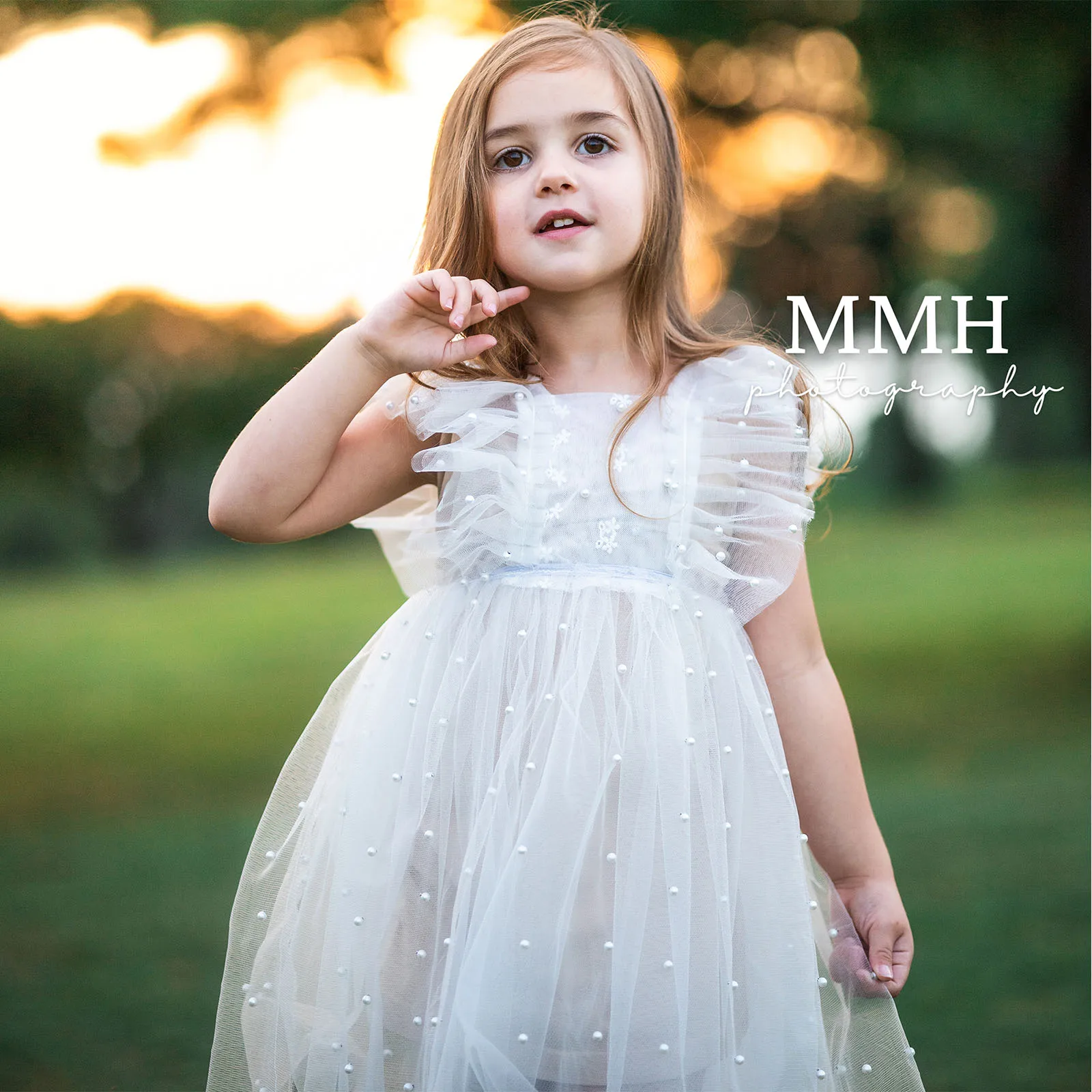 

Don&Judy Little Girl Dress Photo Shoot Prop Floral Ruffle Princess Kid Gown for Photography Accessories Child Tulle Pearl Outfit