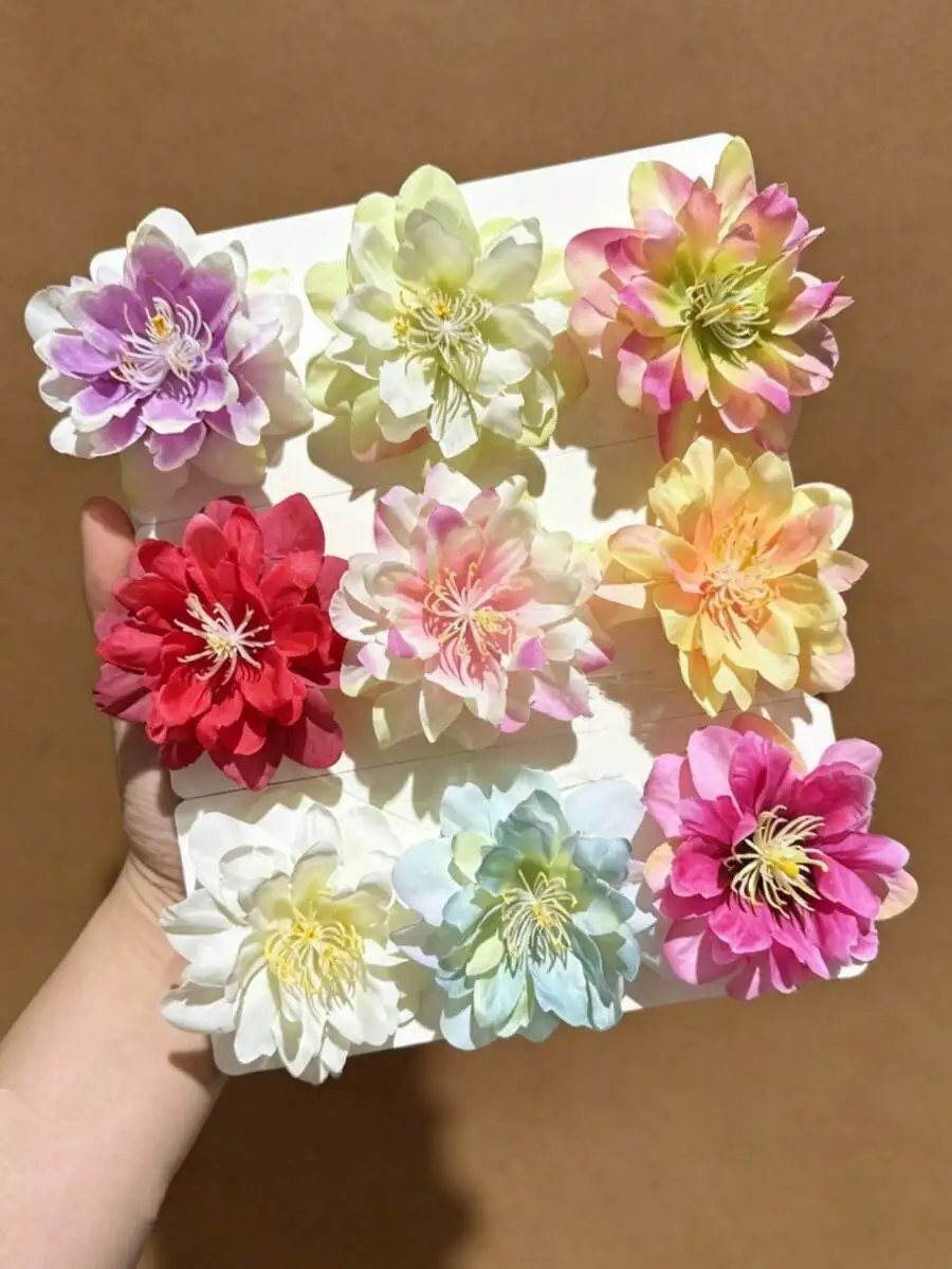 

9pcs Bohemian Faux Flower Hair Clips For Women Summer Beach Accessories Floral Hair Decor