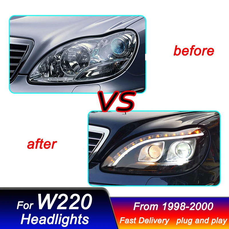 Car Led Headlights For Mercedes Benz S CLASS W220 1998-2005 new style LED Head Lamp DRL Dynamic Signal Lamp Front light Assembly