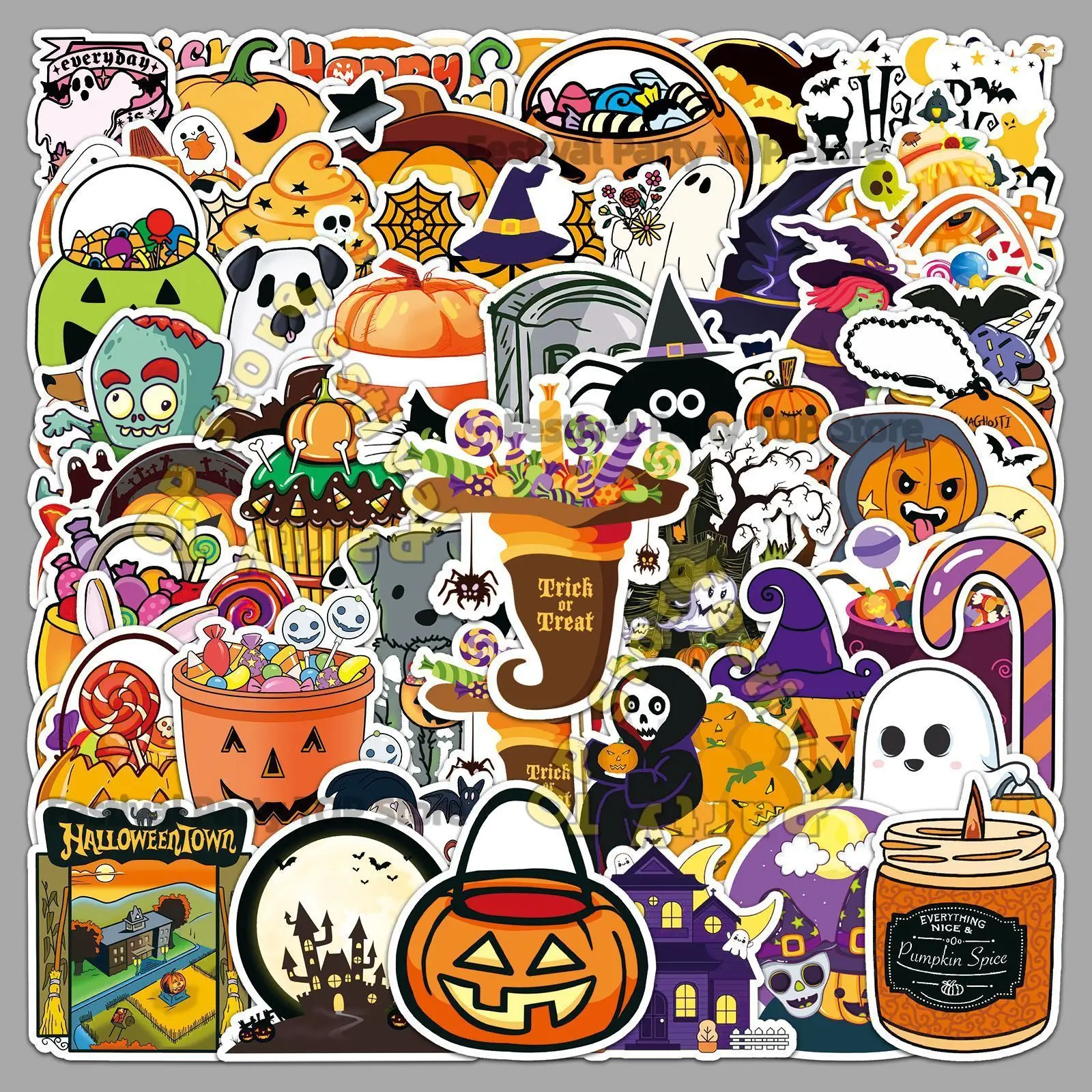 100PCS Horror Skull Gothic Stickers Halloween Collection Decals Toys Laptop Phone Motorcycle Helmet Skateboard Car Sticker