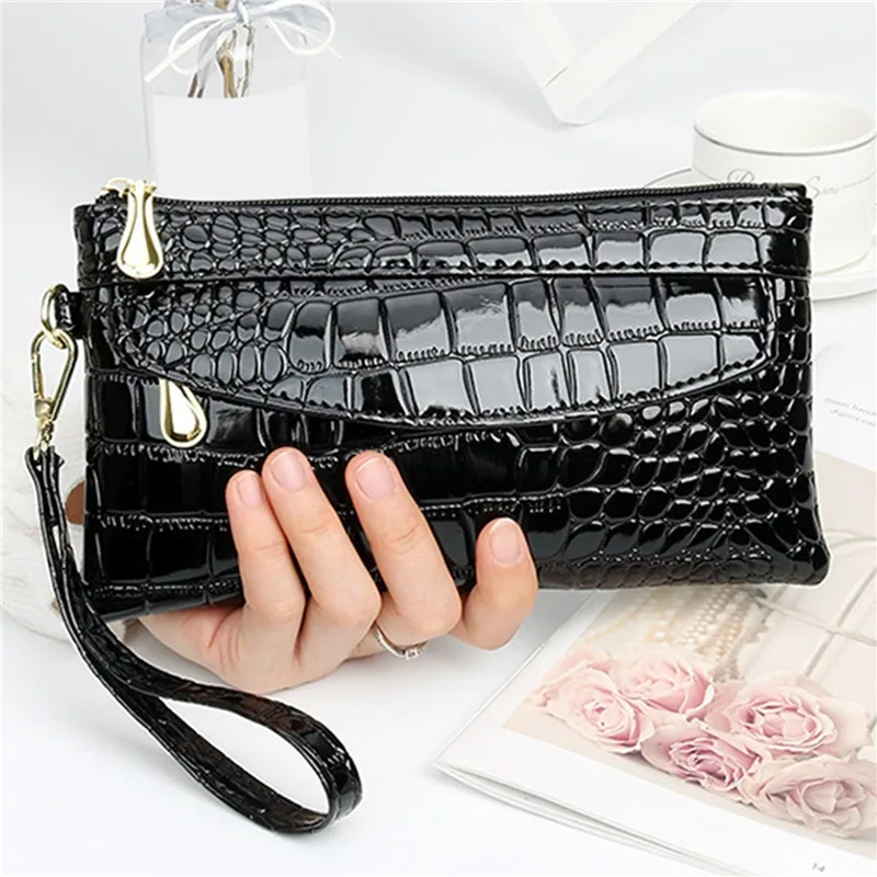 

Alligator Leather Women's Wallets Long Tote Bag Women Double Zipper Wallet Ladies Clutch Bag Design Purse Crocodile Purses