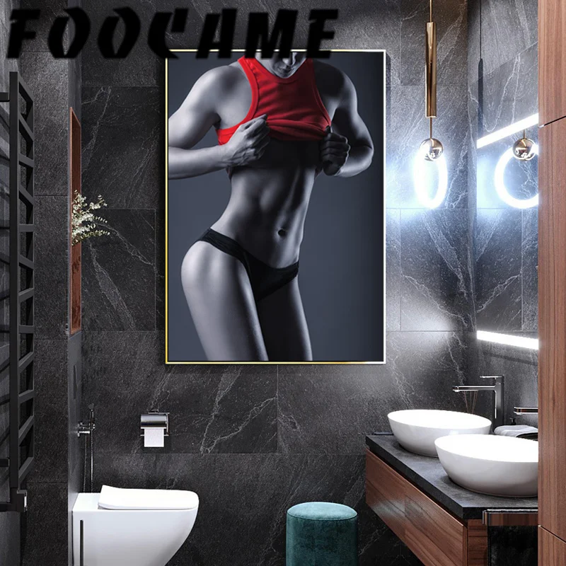 Sexy Lady Bodybuilder Muscle Sporty Woman Thong Motivational Print Canvas Wall Art Decoration Painting Fitness Poster for Gym