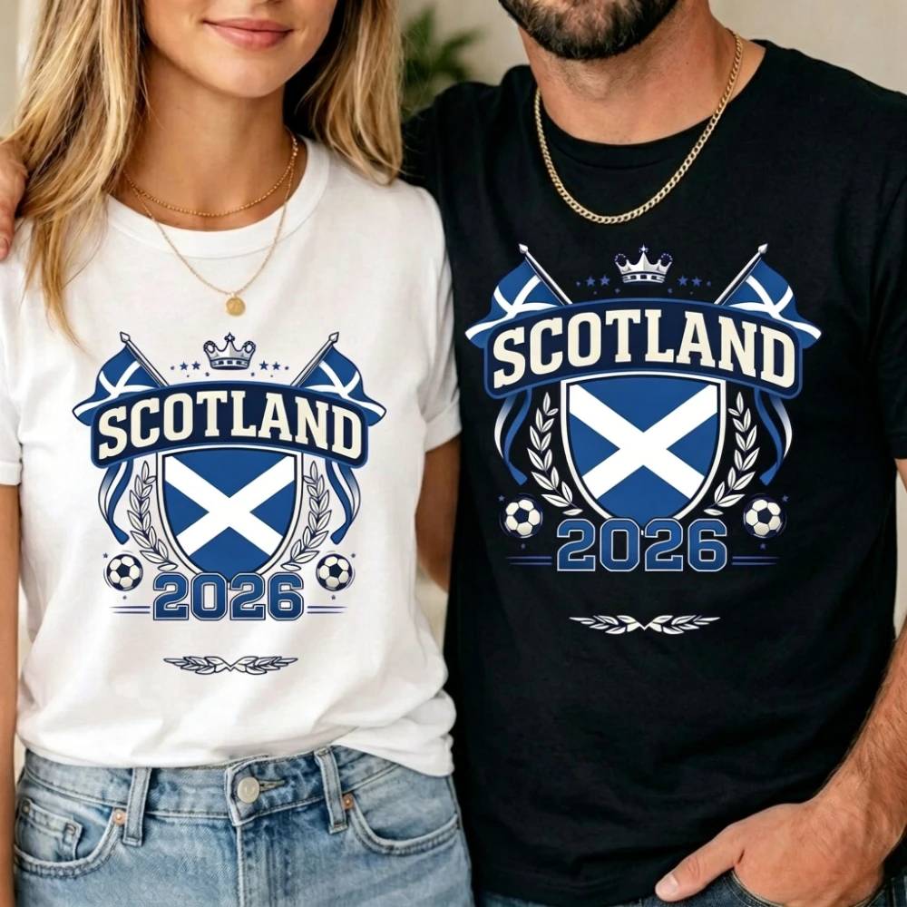Camiseta de Torcedor da Escócia 2026, Suprimentos para Futebol, Camiseta para Fãs de Futebol, Presente para Patriotas da Escócia, Camiseta Unissex para Homens e Mulheres