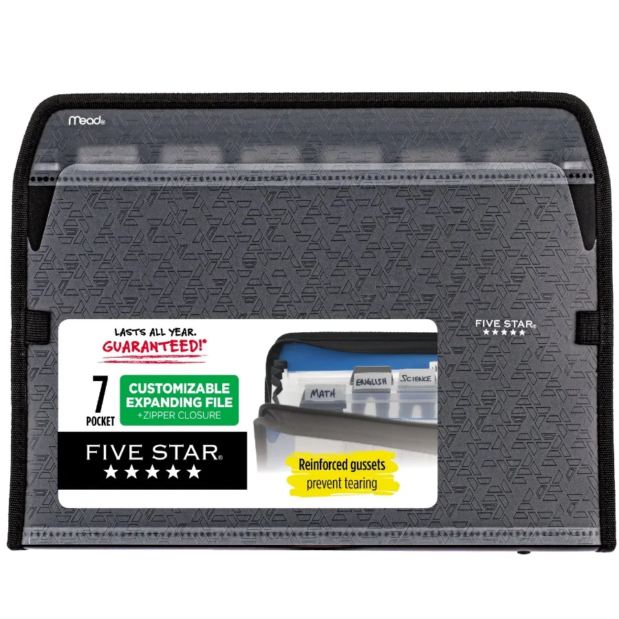 

7 Pocket Expanding File with Reminder Tabs 8 1 2 x 11 Black