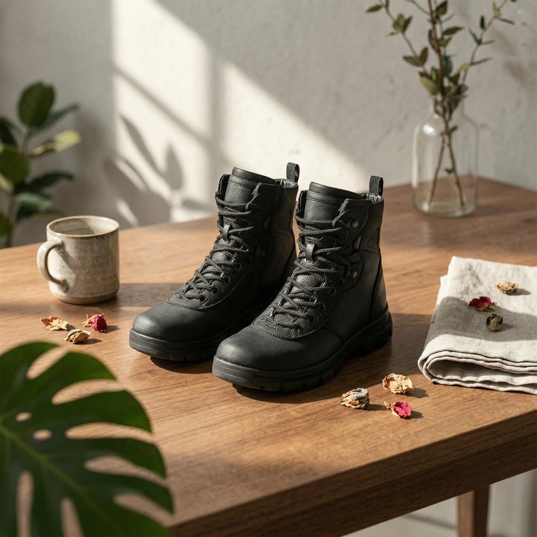 Mini Combat Boots Miniature Lace-up Combat Boots Figure Shoes Treaded Footwear Molded
