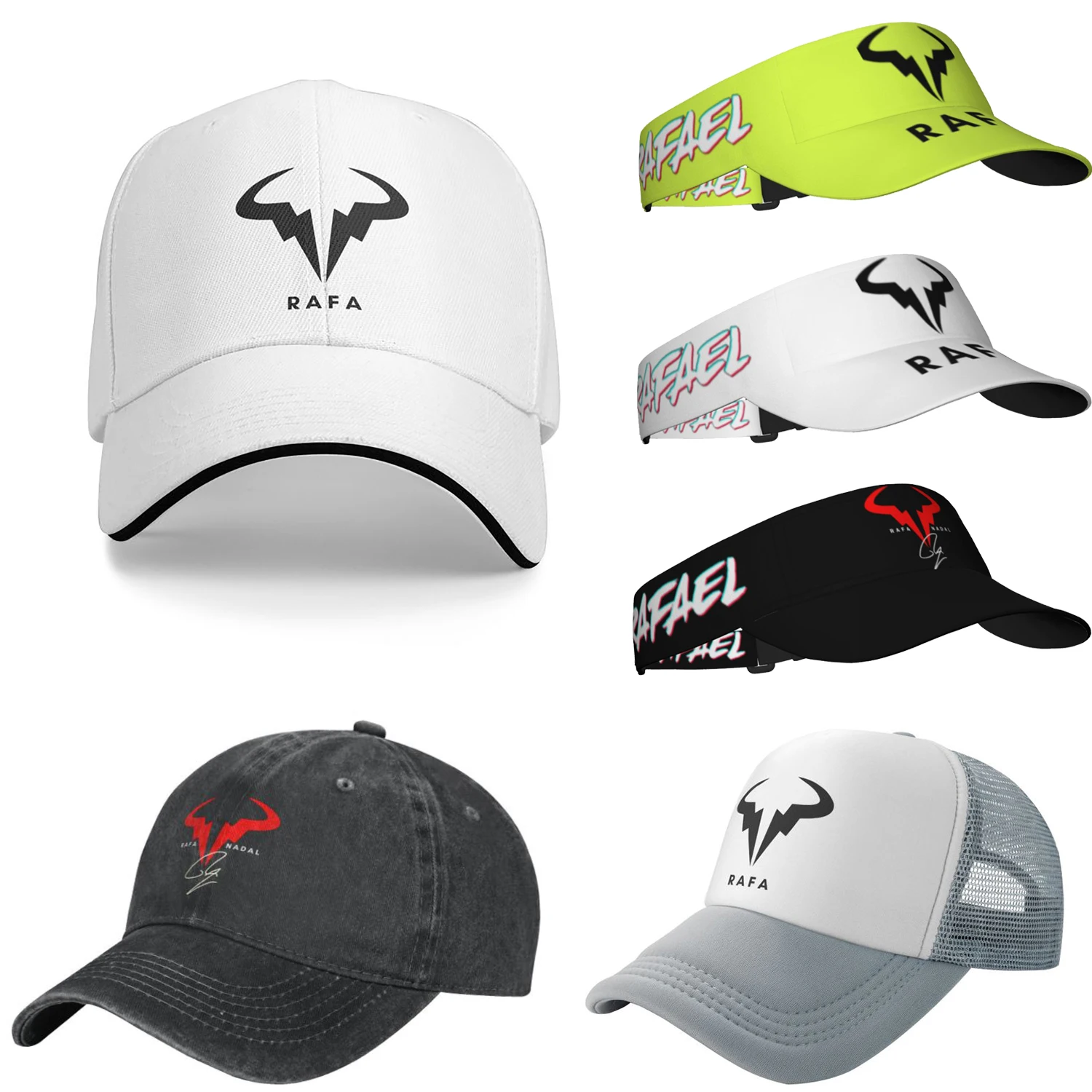 Bestseller Rafa Nadal Logo Merch Unisex kaskadowe czapki z daszkiem unikatowa konstrukcja lato na świeże powietrze regulowana czapka przeciwsłoneczna