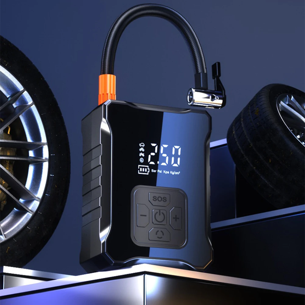 Cordless Car Tire Inflator Air Compressor Pump 80W Portable Cordless Inflator with LED USB Out For Car Bicycle Motorcycle Ball