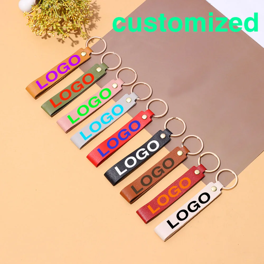 

Men's And Women's Leather Keychains Personalized Names Logos Car key ring Cards Mini Photo Albums Customized Key Accessories