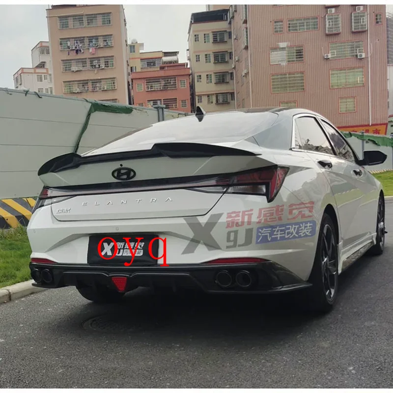 For Hyundai Elantra 2022 high quality Carbon Fiber Rear Roof Spoiler Wing Trunk Lip Boot Cover Car Styling