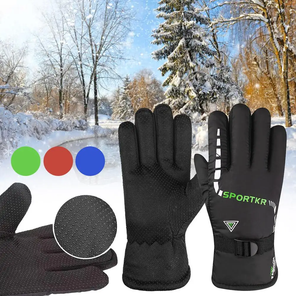 Unisex Winter Fleece Thicken Gloves Women Men Outdoor Waterproof Riding Hiking Motorcycle Warm Mitten Gloves Thermal Sport Glove