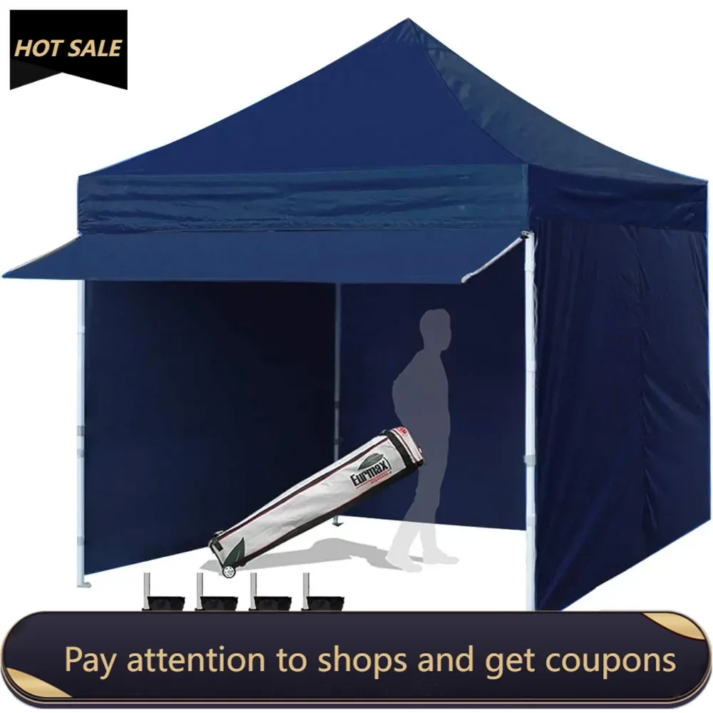 

10 x10 Pop up Canopy Commercial Tent Outdoor Party Canopies with 4 Removable Zippered Sidewalls and Roller Bag Bonus (Navy Blue)