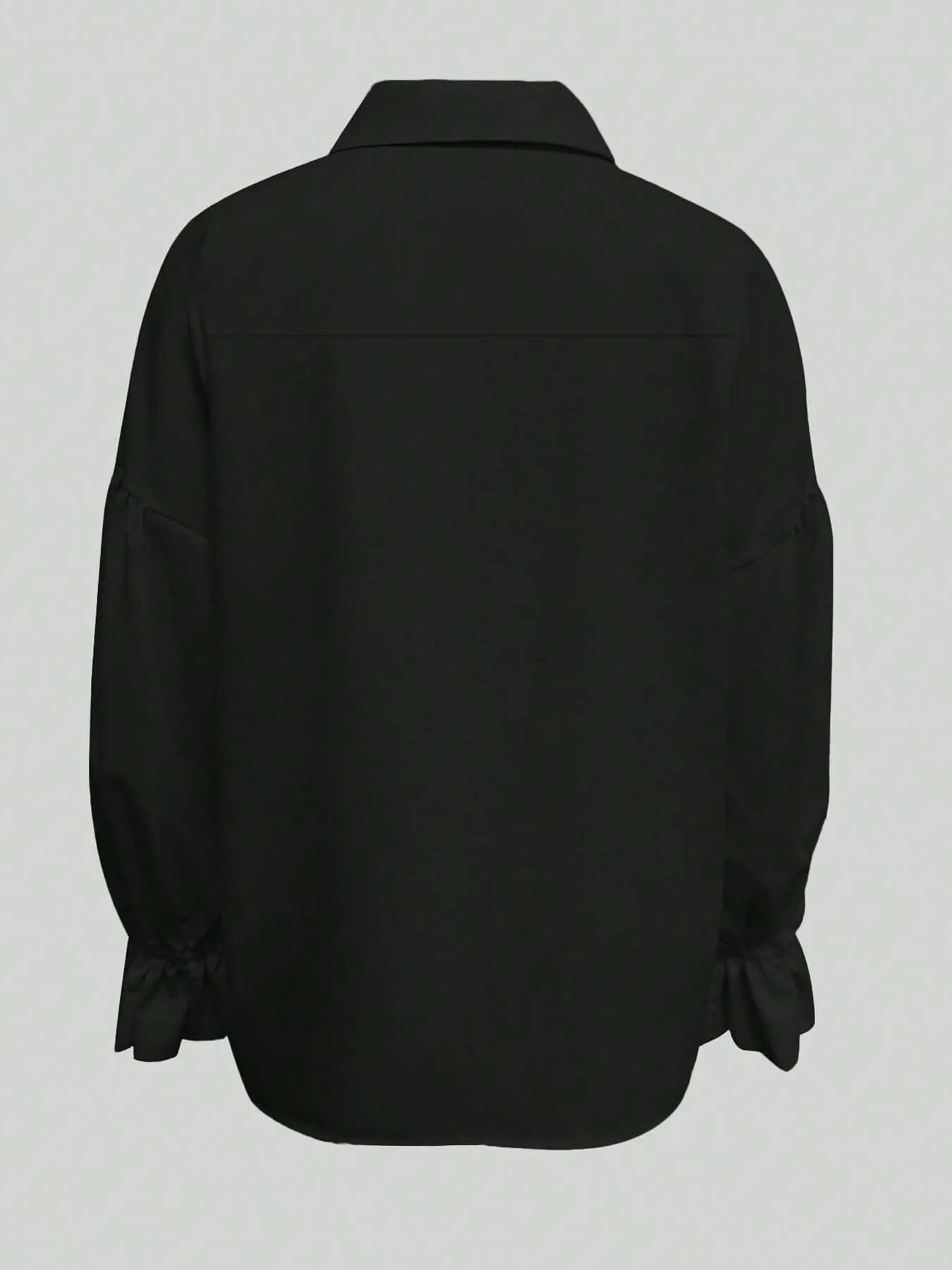 Women's 100% Cotton Collared Puff-Sleeve Shirt—a Stylish, Versatile Blouse Featuring Ruffled Cuffs.