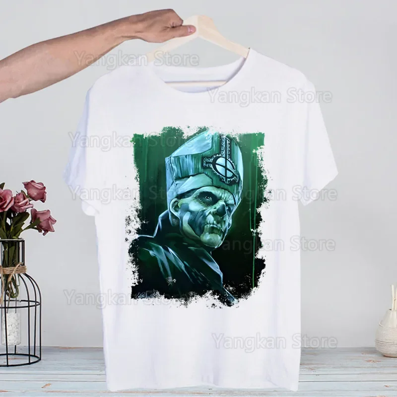 

Призрачная группа Сатанизированная футболка для мужчин с коротким рукавом Повседневные мужские топы Аниме Мультяшная футболка для мужчин Белая футболка с принтом женская