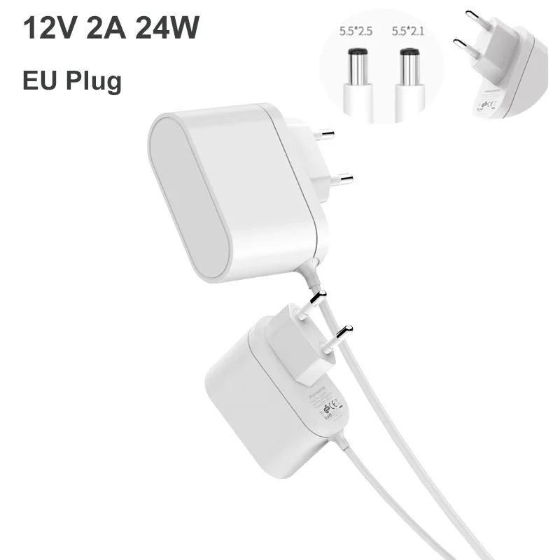 12V 2A CE/GS Certified Power Adapter EU Plug 24W DC Output100-240V AC Input 150cm Cable Charger Supply For Speakers Router